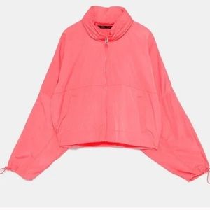 Zara Packable Raincoat Neon Pink